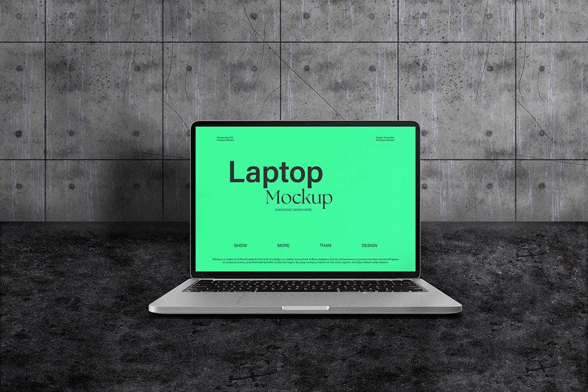 Minimal Laptop Screen Mockup on Concrete Background