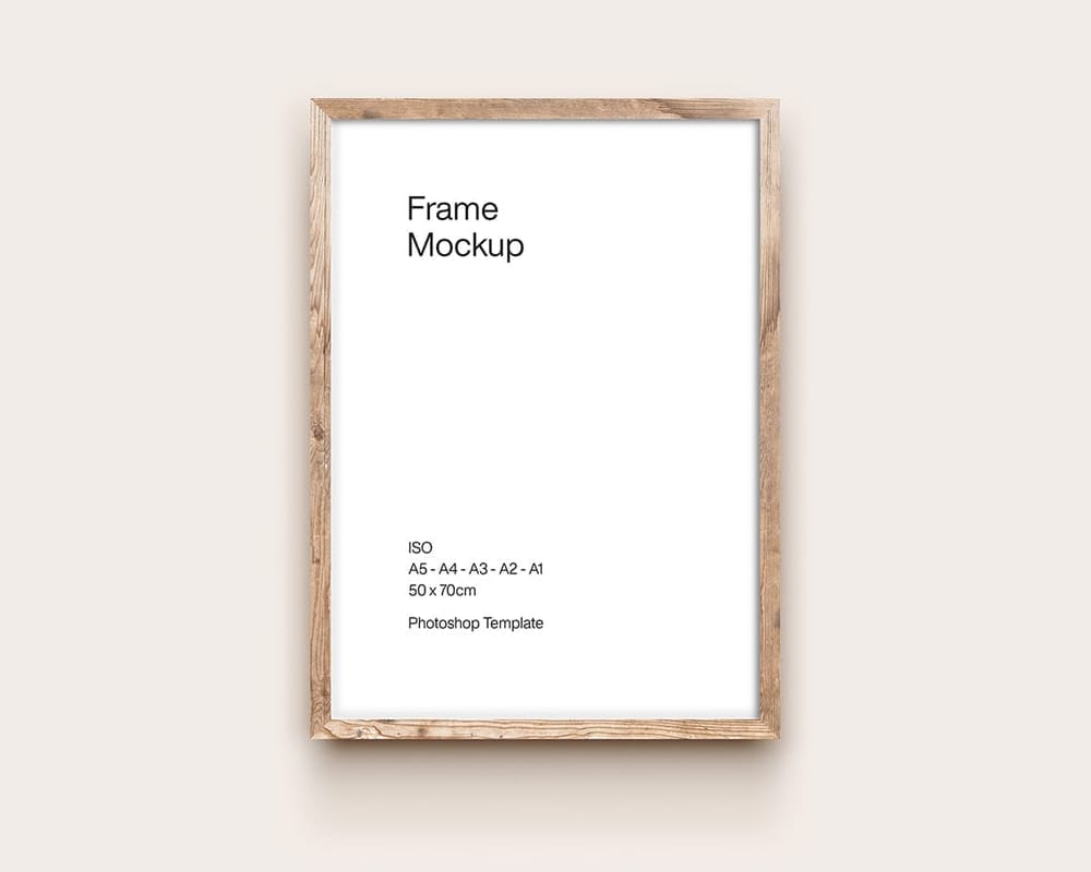 Brown Wooden ISO Frame Mockup with Isabelline Color