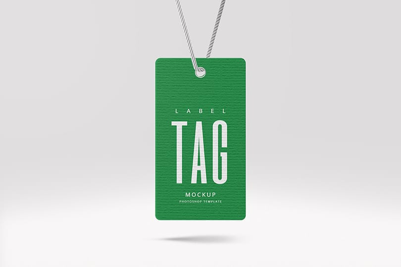Green Label Tag Mockup With Shadow