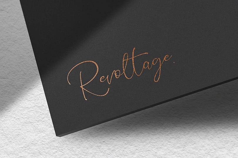 Revoltage Gold Textured Logo Mockup