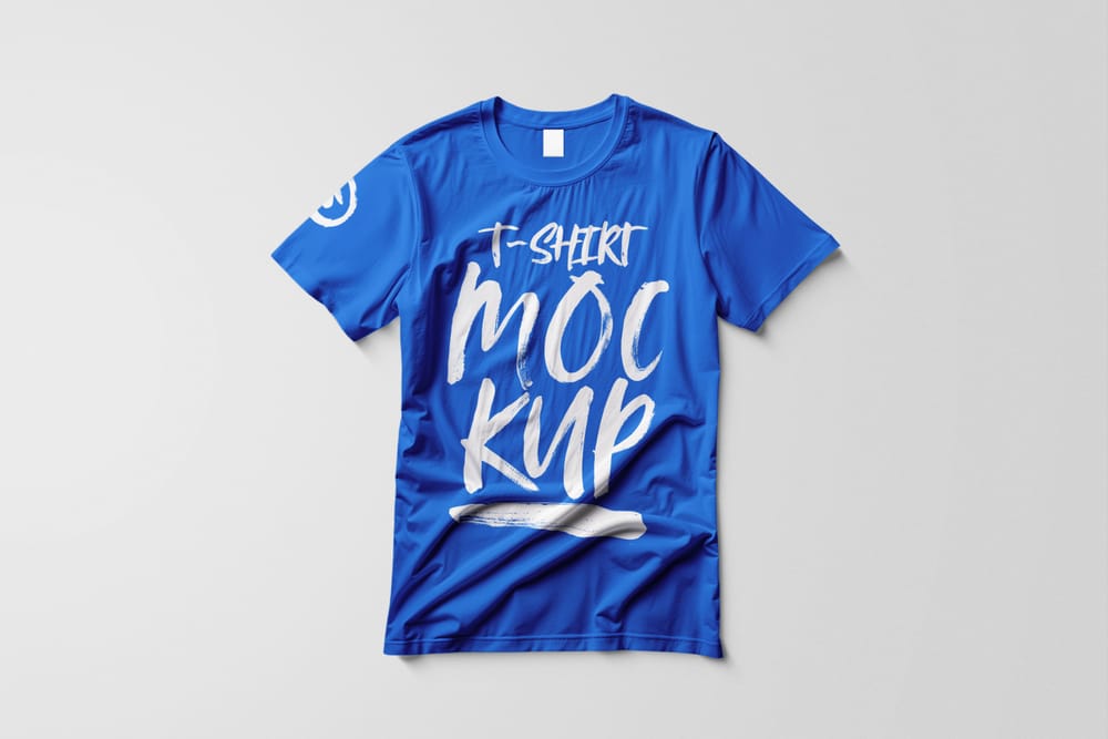 Basic Crew Neck Light Blue T-Shirt Mockup