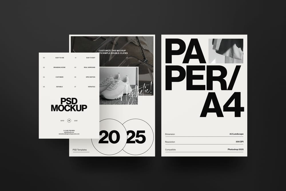 Minimalist Paper Mockup Collection with Overlapping Design