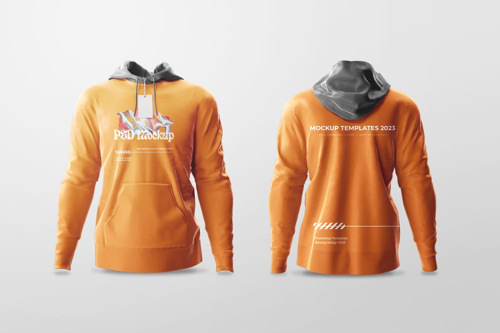 Front and Back Male Standard Hoodie Mockup