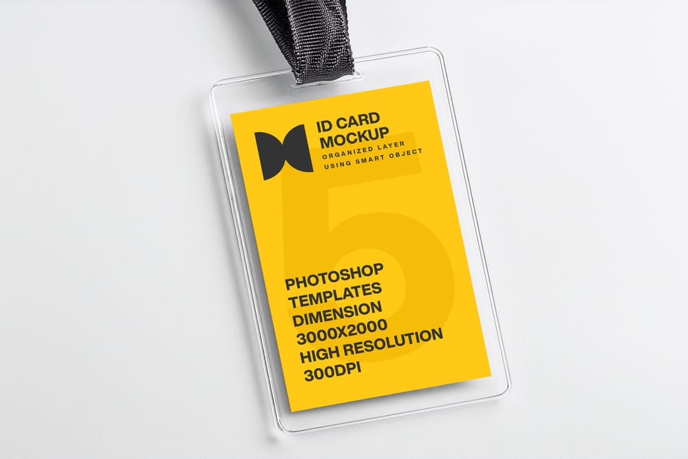 ID Card with Plastic Cover Mockup