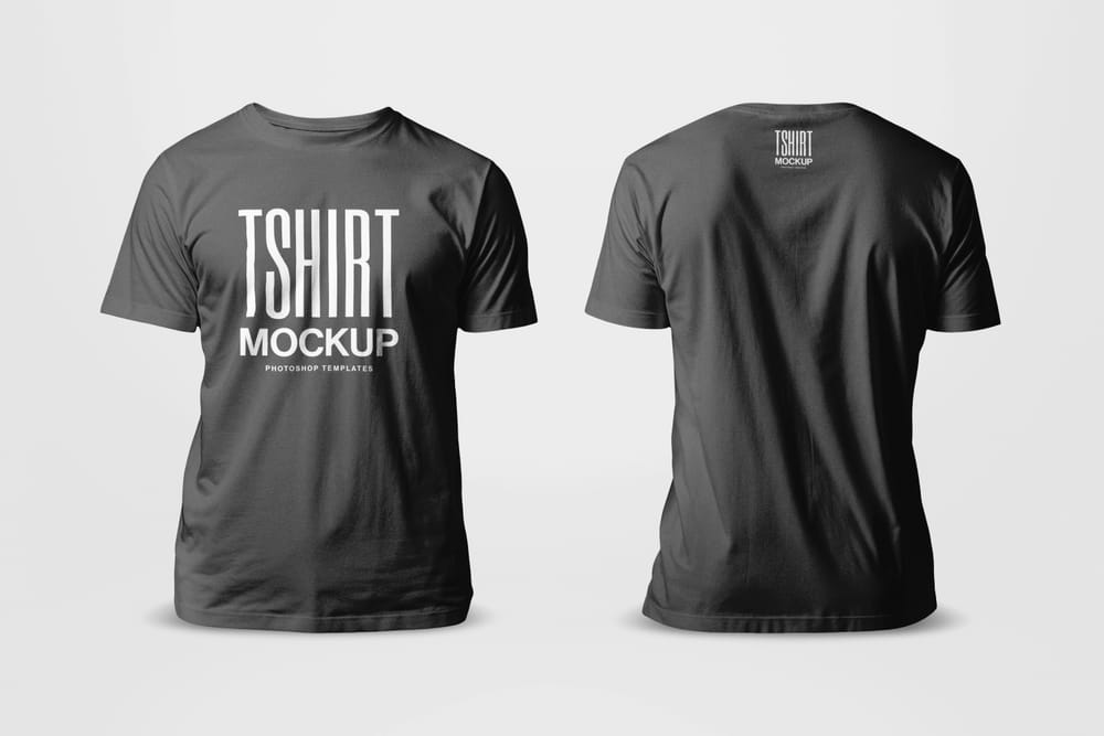 Black T-Shirt Mockup Front and Back