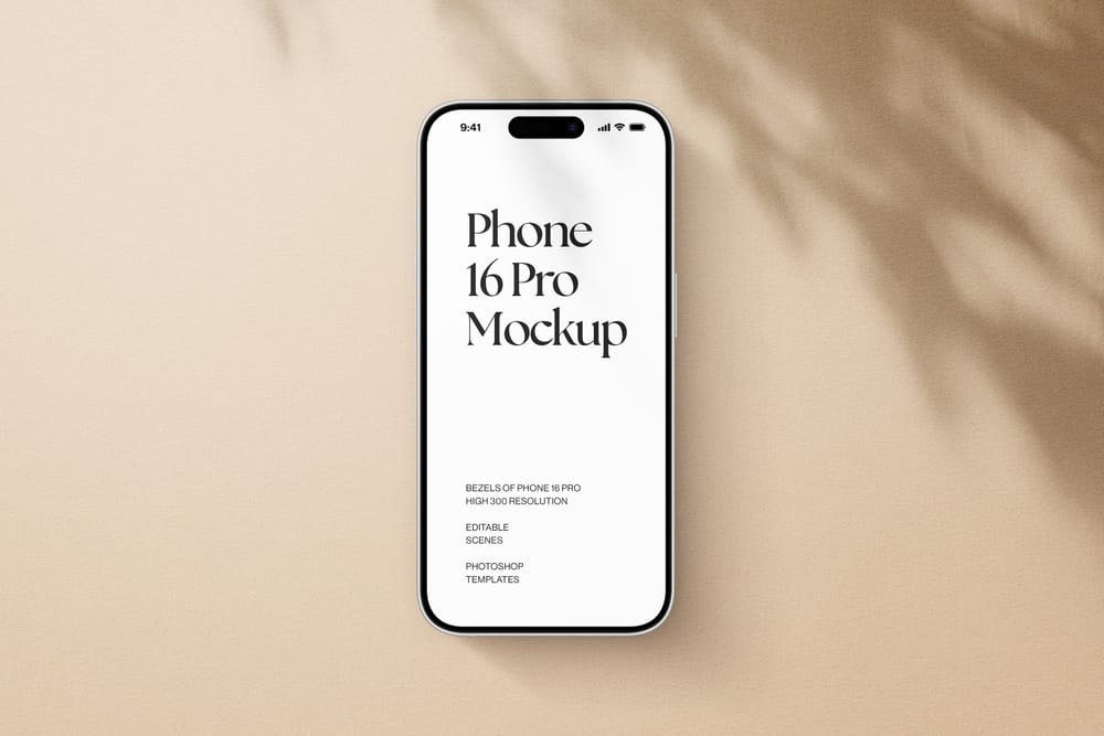 iPhone 16 Pro Mockup With Brown Background