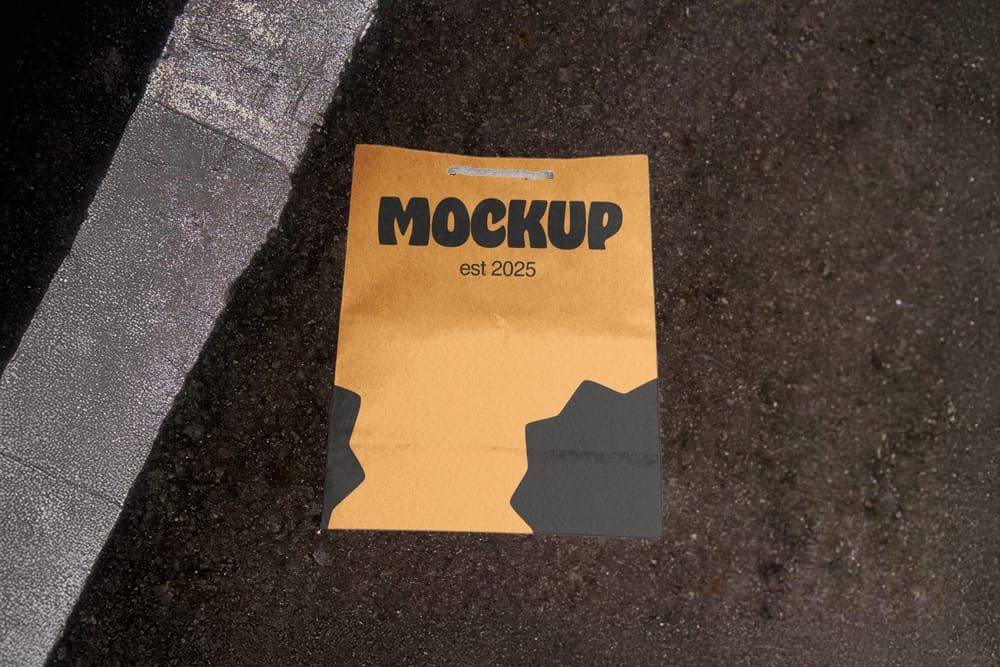 Paper Bag Mockup On Street