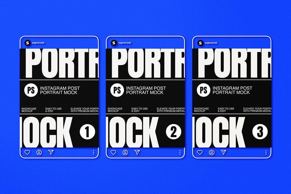 Blue Instagram Post Portrait UI Mockup