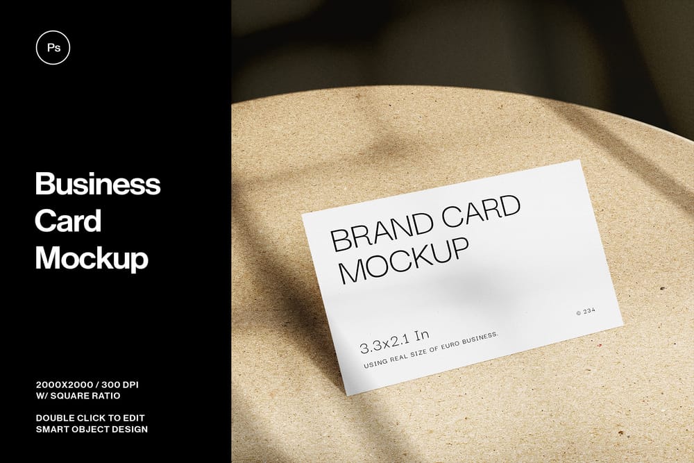 Minimal Business Card Mockup on Sand Texture
