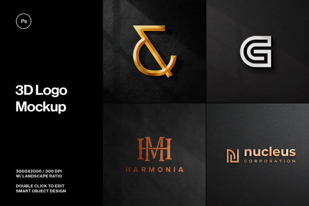 3D Logo Mockup Set