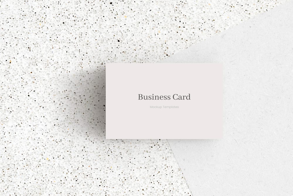 Business Card Mockup on Speckled Marble Background