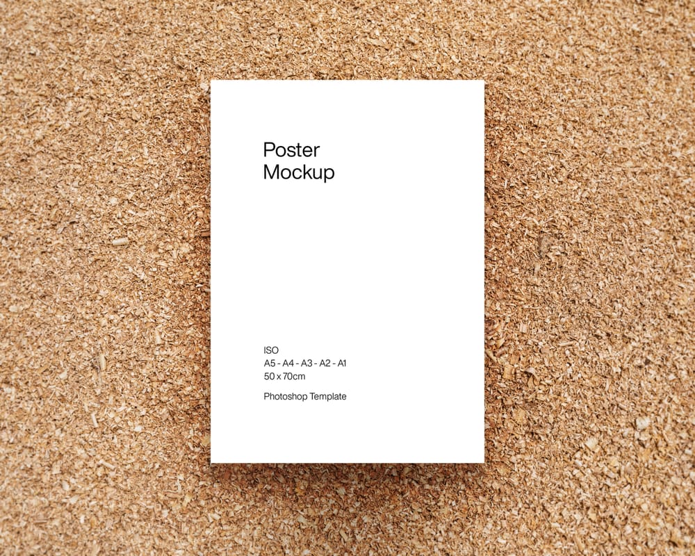 ISO Poster Mockup on Wood Chips Background