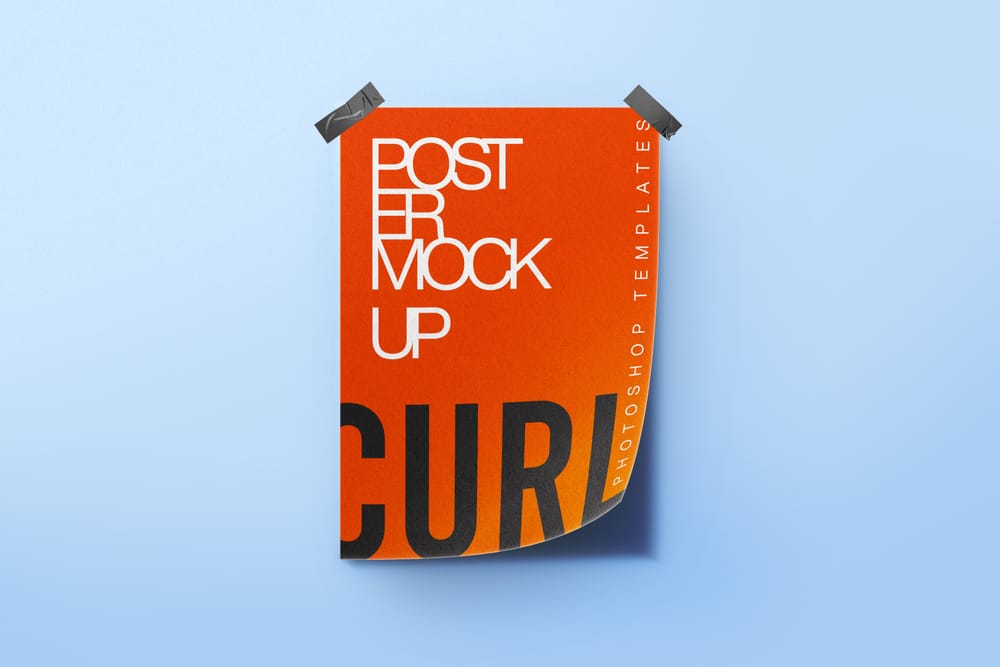 Light Blue Curl Paper with Tape Mockup