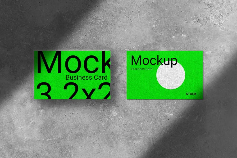 Realistic Neon Business Card Mockup