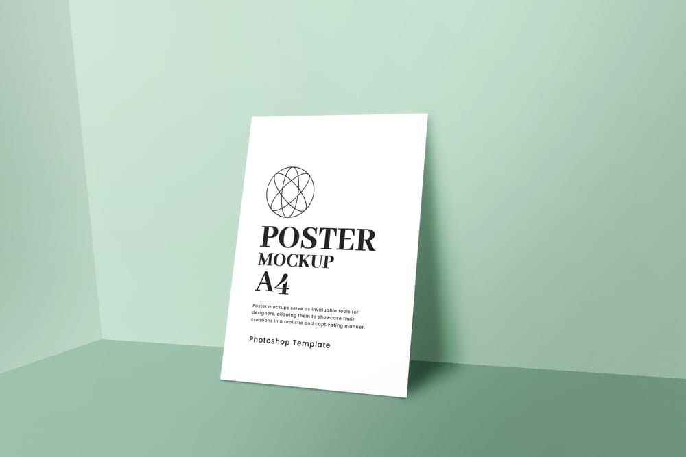 Realistic Poster Mockup On Mint Background