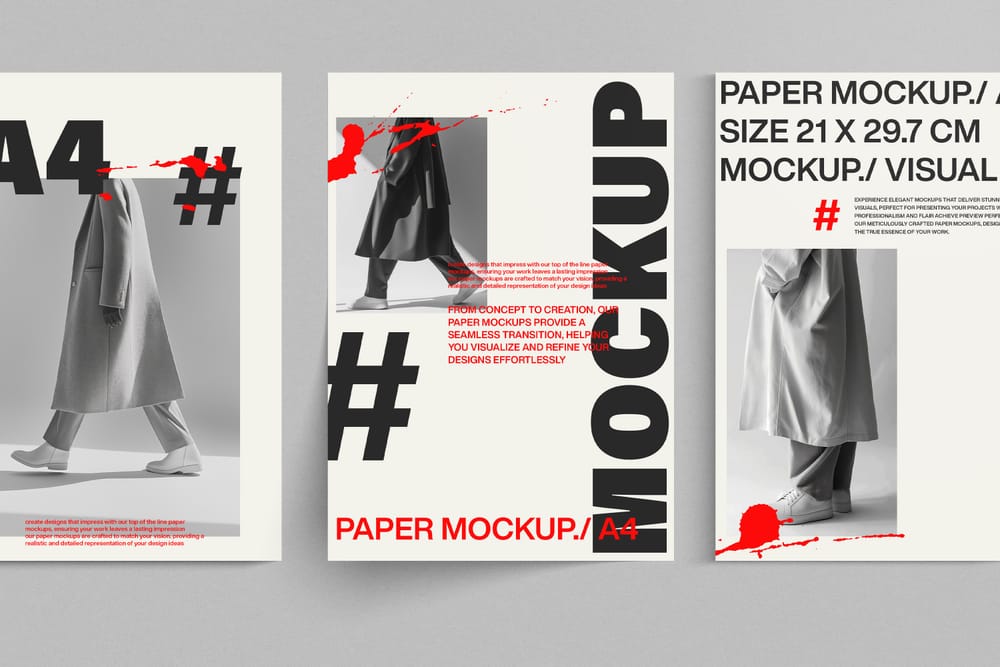 Triple Scene Paper Mockup