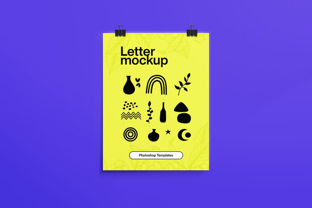 Yellow Letter Mockup on Bold Purple Background