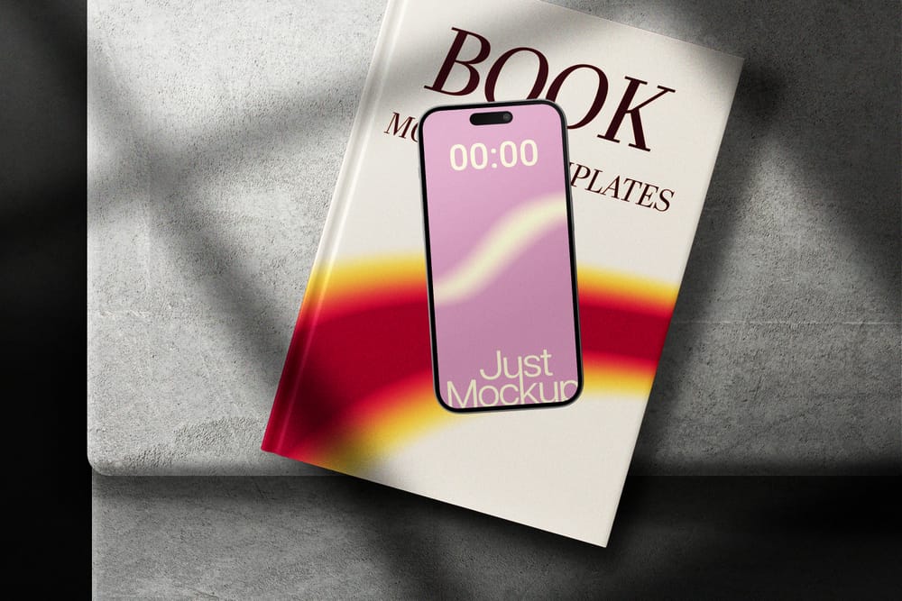 Book With Mobile Phone Mockup