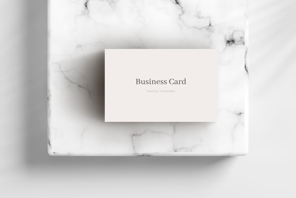 Business Card Mockup on White Marble Podium