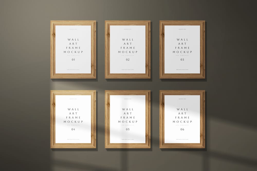 Frame Mockup Grid Layout on Shadowed Background