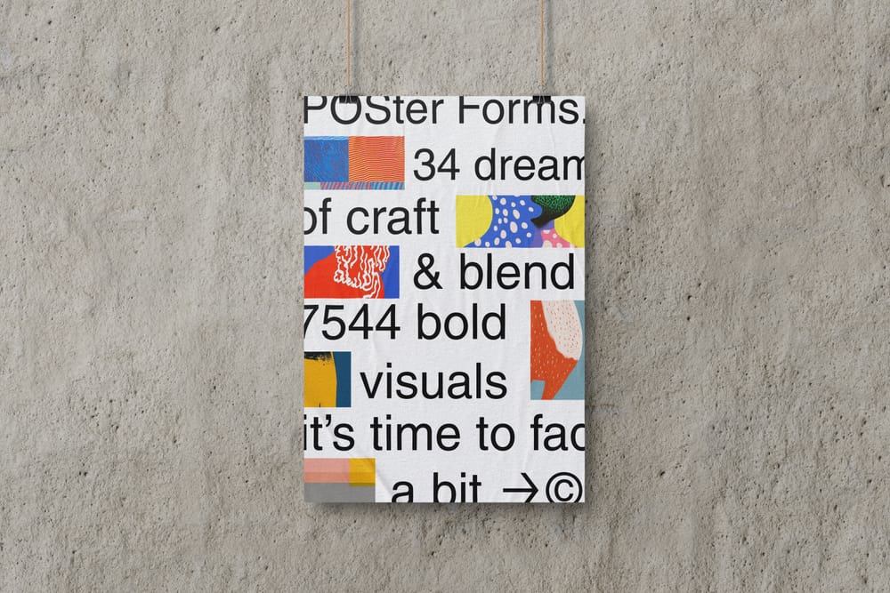 Hanging Poster Mockup on Wall