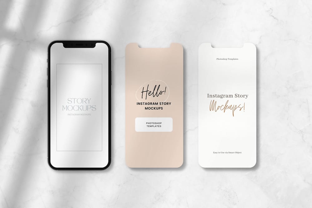 Lined Up Smartphone Screen Instagram Story Mockup