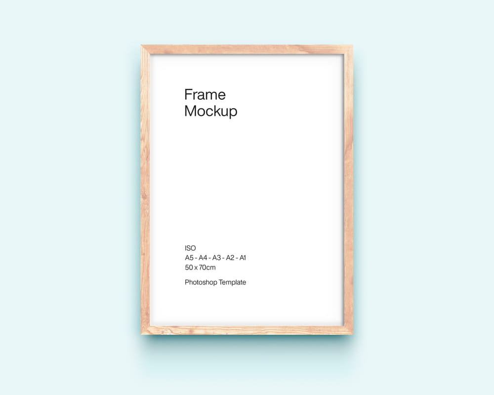 Wooden Texture ISO Frame Mockup with Light Blue Color