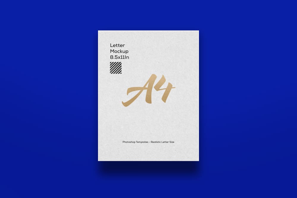 A4 Letter Paper Mockup with Blue Background