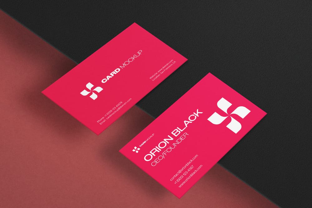 Red Rose Business Card Mockup