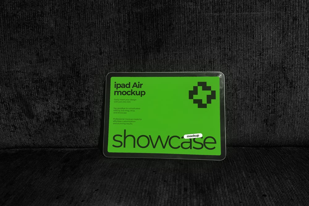 Monochrome iPad Air Mockup On Sofa