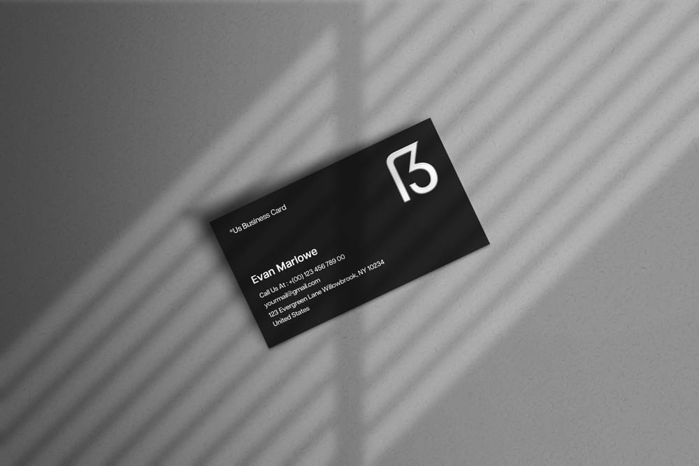 Top Shadow Business Card Mockup