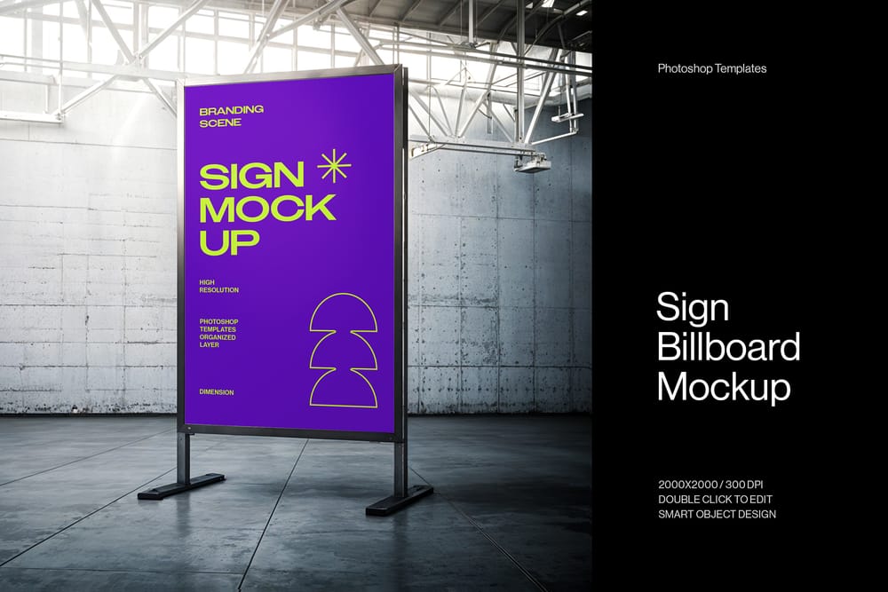 Simple Sign Billboard Mockup