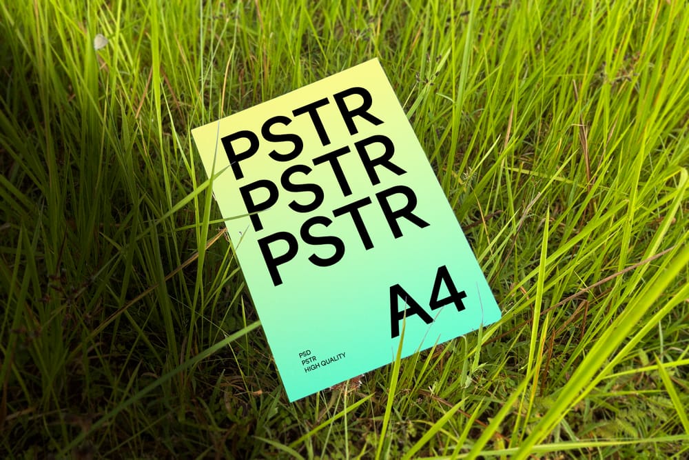 Poster Mockup On Grass