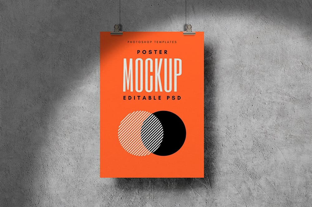 Hanging Orange Poster Mockup