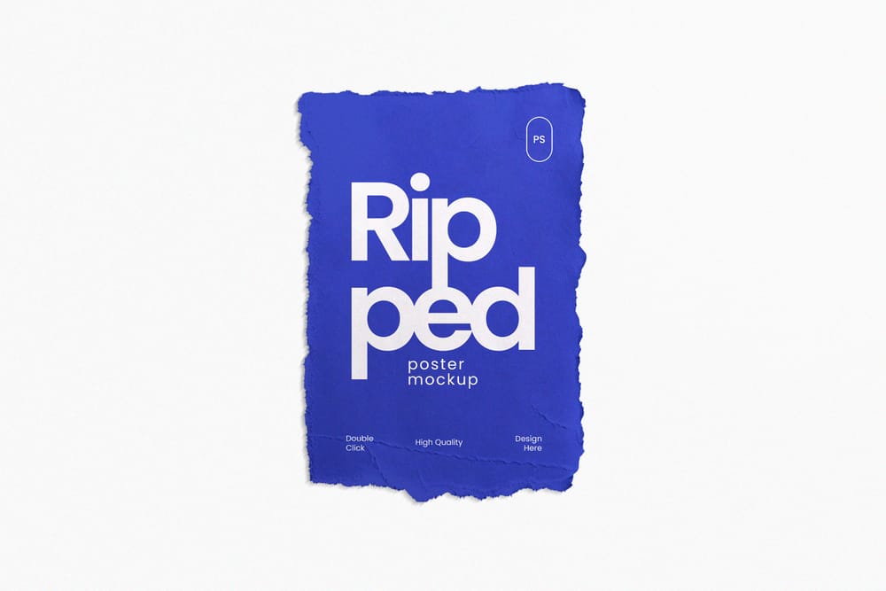 Blue Ripped Poster Mockup