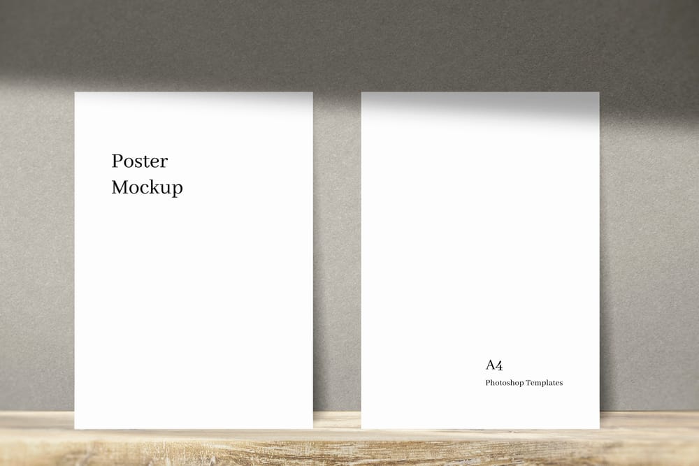 Two White Poster Mockup With Shadow Overlay