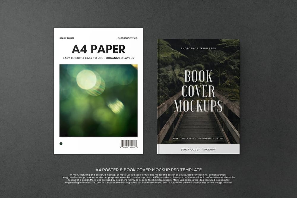 A4 Poster And Book Mockup