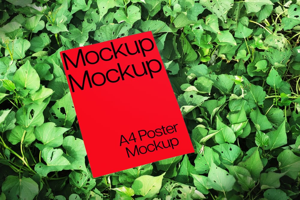 A4 Red Poster Mockup