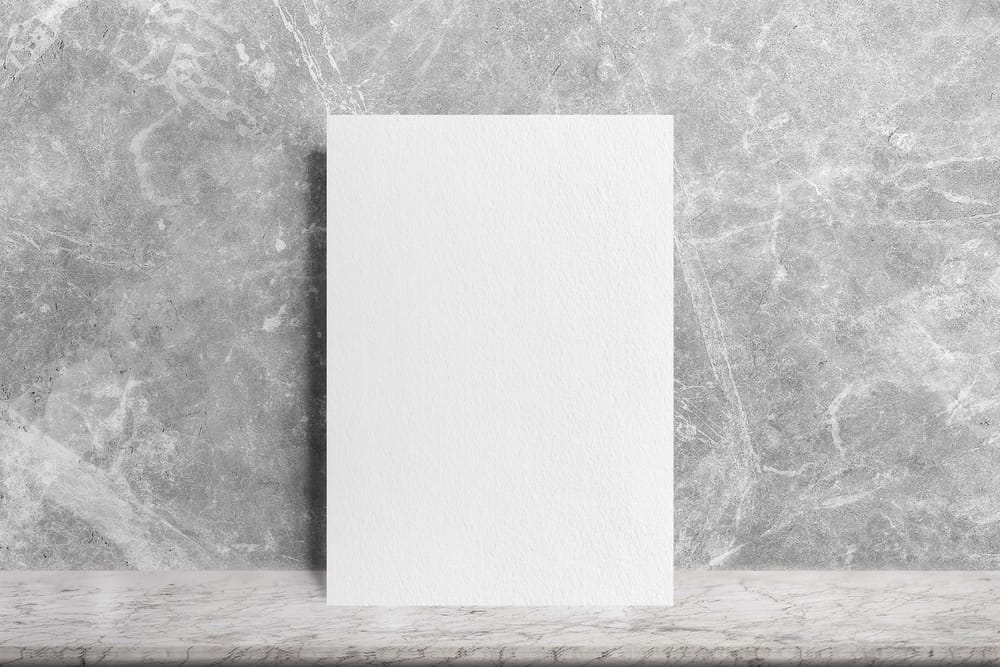 A4 Poster Mockup Lean on Cement Wall Background