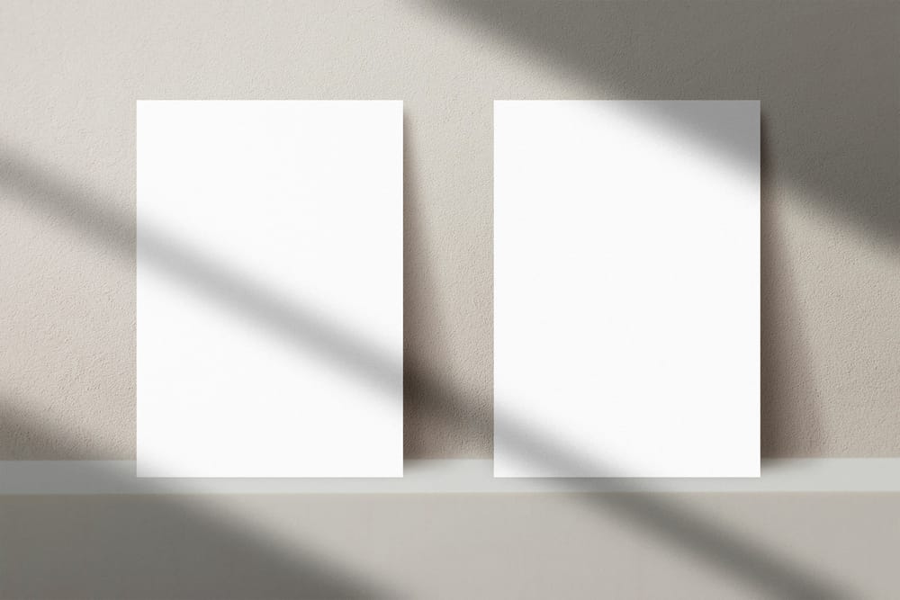 A4 Poster Mockup Stand on Podium with Shadow