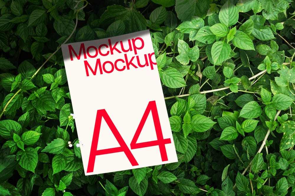 A4 Poster Mockup With Leaf