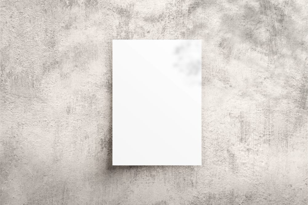 A4 Poster Mockup on Dirty Plaster Wall