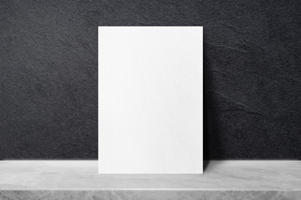 A4 Poster Mockup on Rough Stone Podium