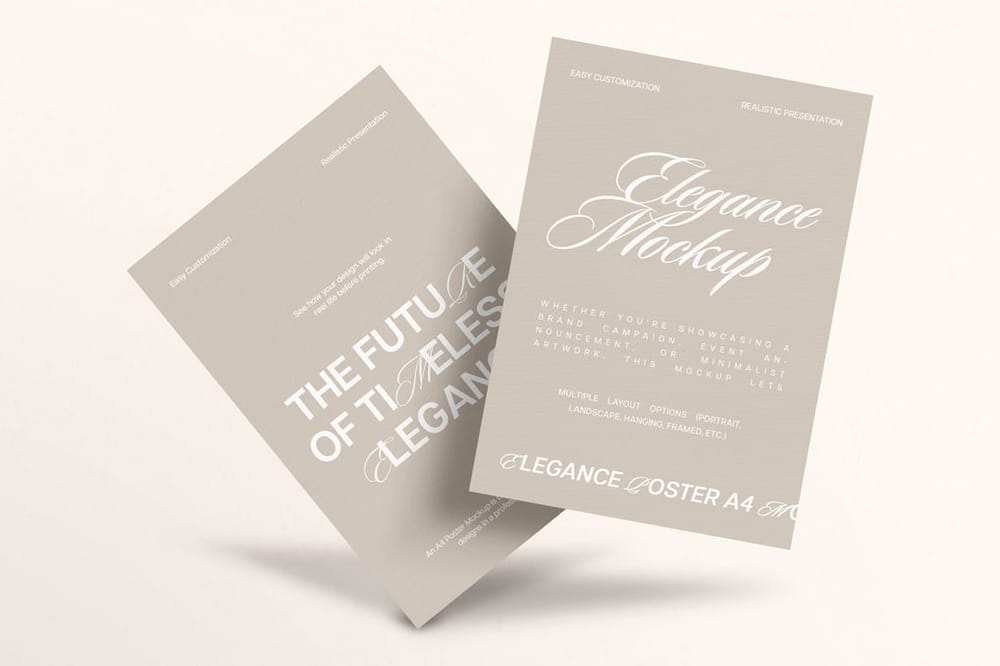 A4 Poster Mockup on Soft Color Background