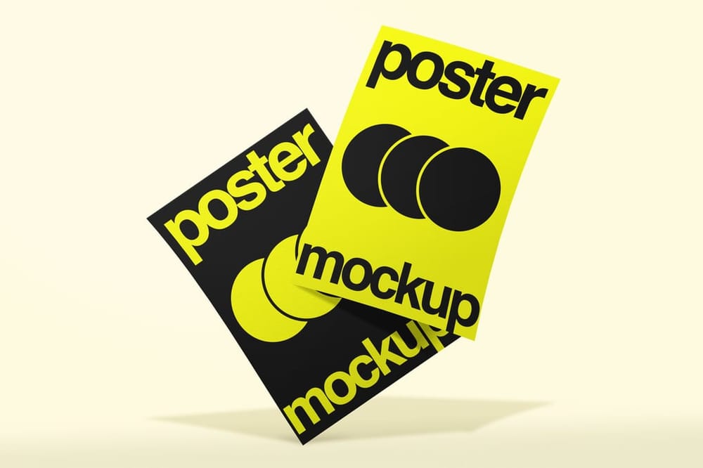 Black & Yellow Paper Poster Mockup