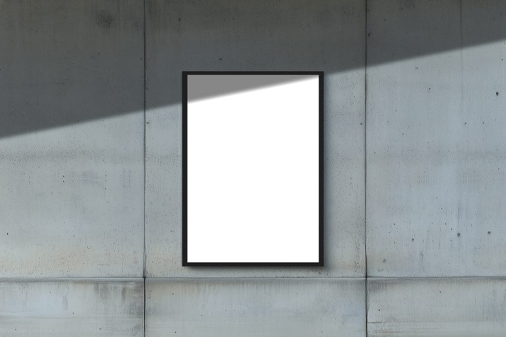 Black Frame Poster Mockup on Wall