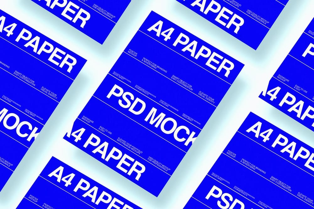 Blue Paper A4 Flyer Mockup