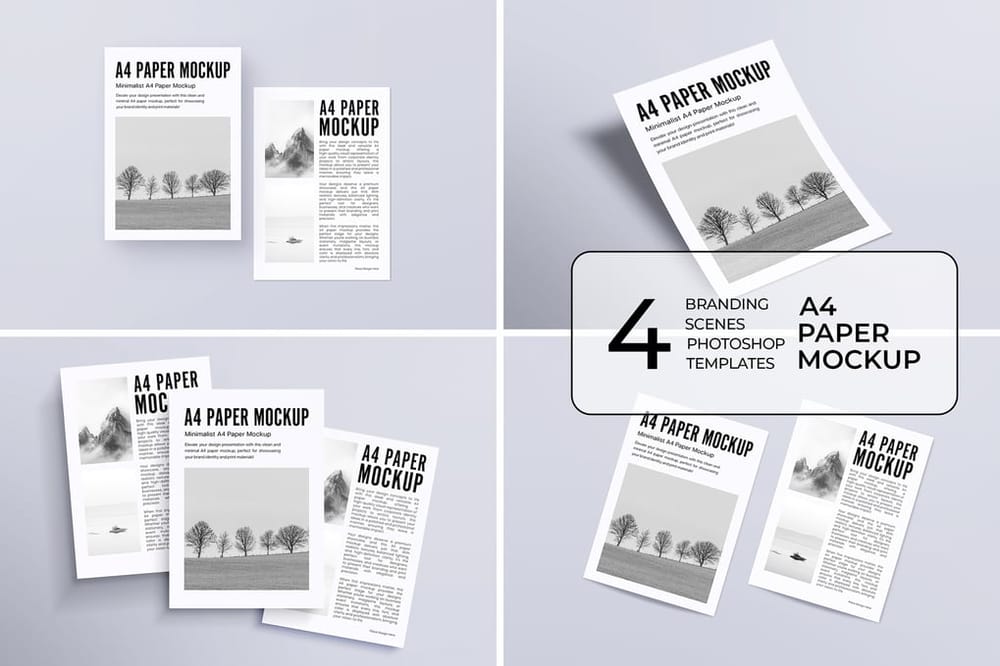 Modern A4 Paper Mockup Bundle for Branding Presentation