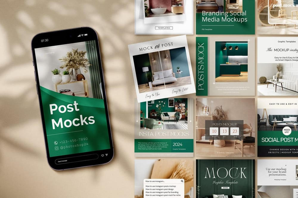 Branding Green Instagram Post Mockup