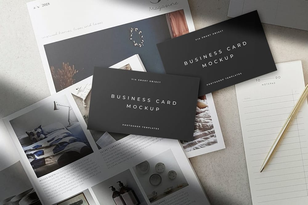 Two Black Paper Business Card Mockup